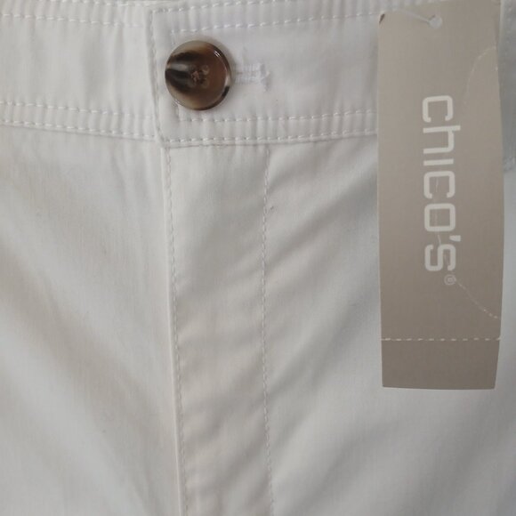 Chico's Women's Size 10 1.5 Cotton Wide Leg Cropped Pants White NWT $79.50 Zip - Picture 4 of 16